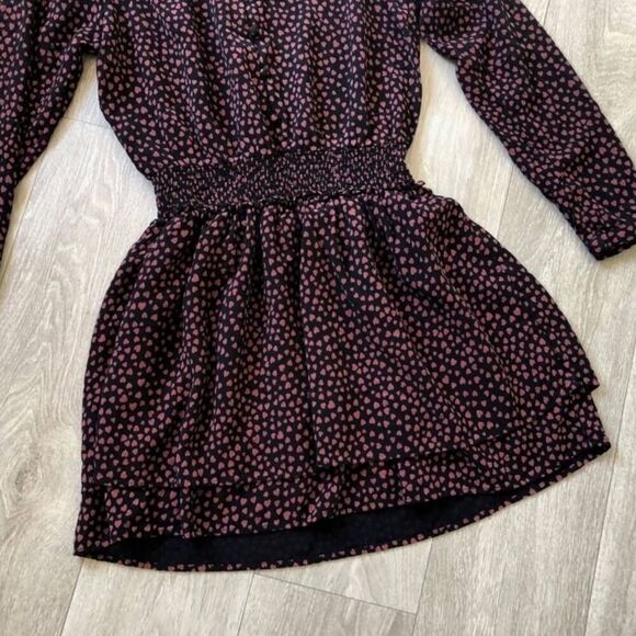 Rails Jasmine Enamoured dress Smocked Waist Black Red Hearts  size S - Picture 6 of 10